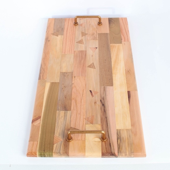 Patchwork Charcuterie Cheese Board Serving Decorative Tray Handcrafted 20X10 - Picture 3 of 7